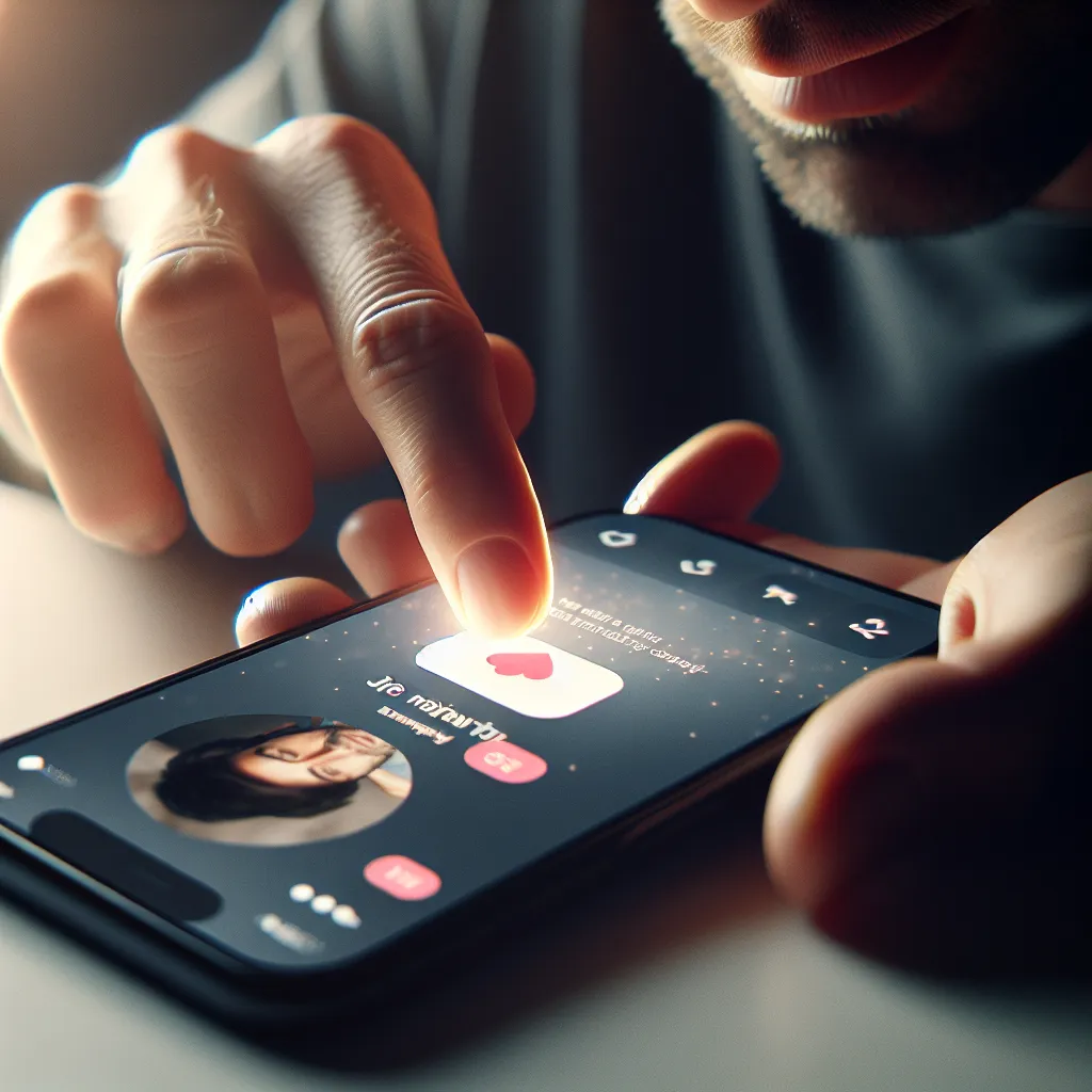 Doigt glissant vers la droite sur une application de rencontre mobile