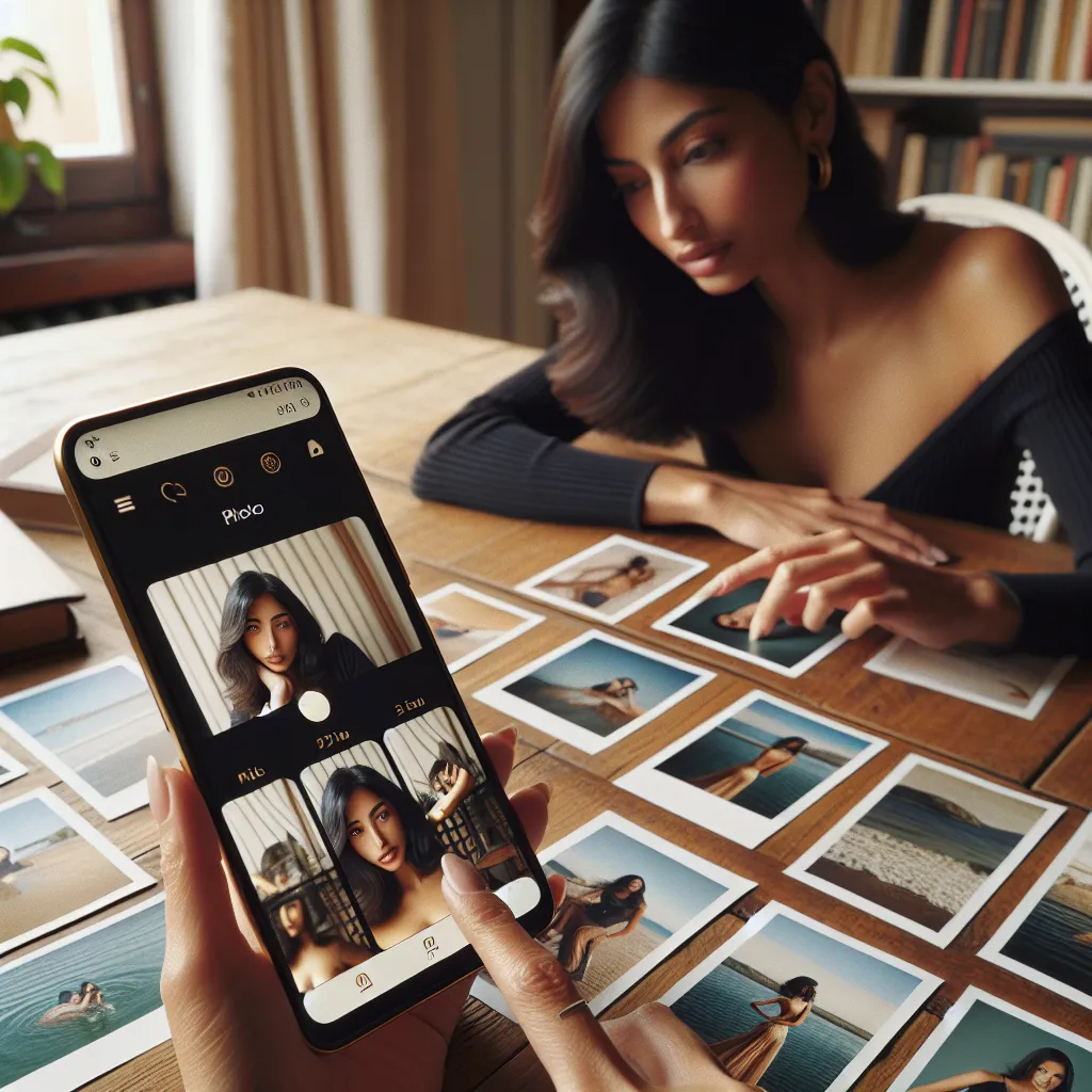 Personne choisissant sa meilleure photo pour un profil de rencontre